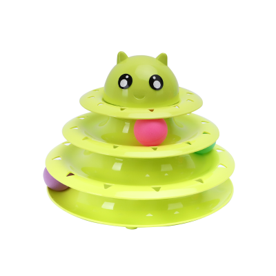 High quality plastic cat turntable toy cat tower toy three layer for cats