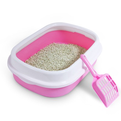 Eco friendly material semi closed cat toilet cat litter box with scoop